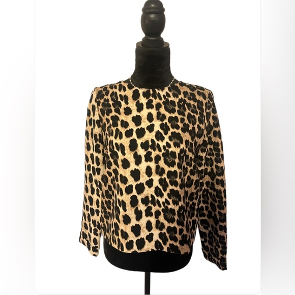 Zara Leopard Print Long Sleeve Top- sz S - Picture 1 of 3